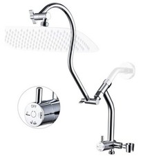 All Metal Shower Diverter with Low Handheld Holder and 13 Inch Curved Chrome