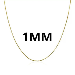 Authentic 925 Sterling Silver Necklace Gold Plated, 1Mm Box Foundation Chain Fine Jewelry
