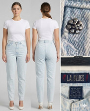 Vintage 80s/90s LA Blues Acid Wash Stretchy Denim Tapered Leg Jeans Size 28/29 W