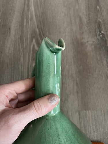 Vintage Red Wing Pottery #184 Green Water Pitcher Vase 6.75” - Picture 19 of 20