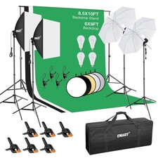 Photography Softbox Lighting Kit EMART 8.5x10ft Backdrop