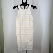 Ann Taylor LOFT Cream Sleeveless Crochet Lace Trim Shift Dress Size 4