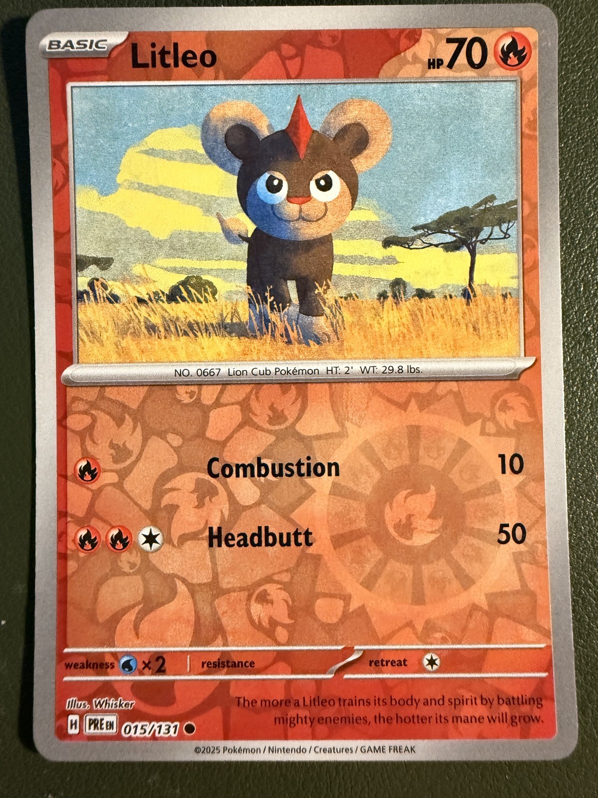 Pokemon TCG Litleo 15/131 Prismatic Evolutions SV8.5 Reverse Holo NM