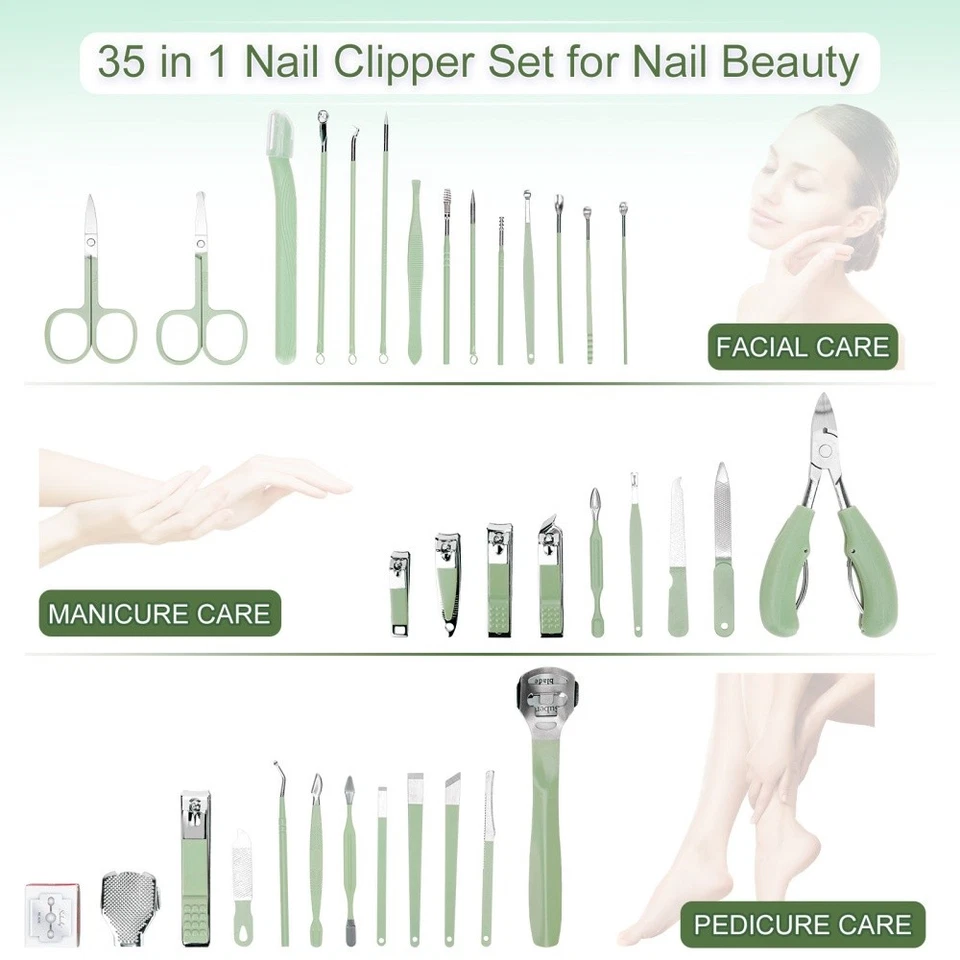 Nagelknipser Set 35 in 1 Tragbaren Maniküre Pediküre Set für Zuhause & Reisen - Bild 2 von 4