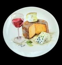 Effetti d'Arte Plate Wine & Cheeses By Mauro Bartoli Slightly Oval 8¼x7½" Italy 