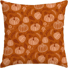 Fall Pumpkin Pillow Covers 18X18 Autumn Thanksgiving Decor  Vintage Rust Grey M