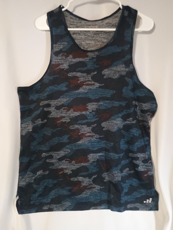 BCG Tank Top Women's Large Blue Camo Athletic Running Active Shirt  (33