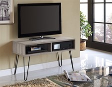 Owen Retro TV Stand In Distressed Grey Oak by Dorel