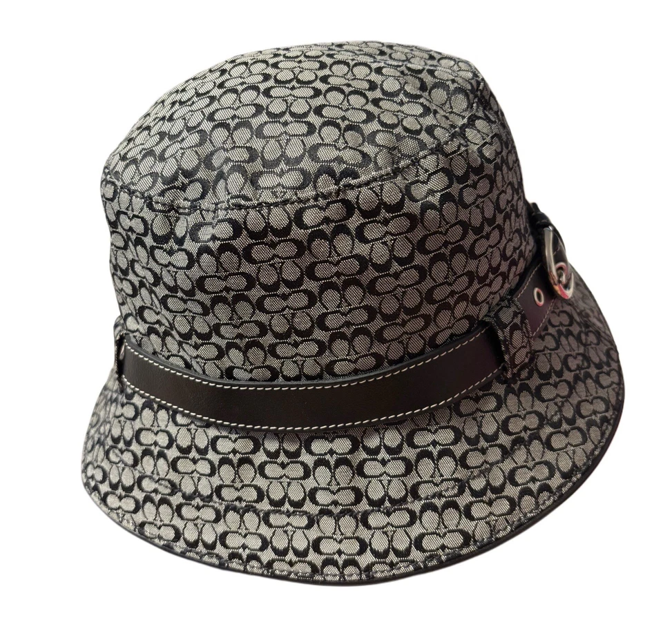 Sombrero Cubo Coach De Colección Negro y Gris Firma Y2K, Mediano/Grande, Preppy Informal Foto 3 de 4