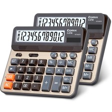 Comix Desktop Calculator, Large Computer Keys, 12 Digits Display, Gold 2Pack 