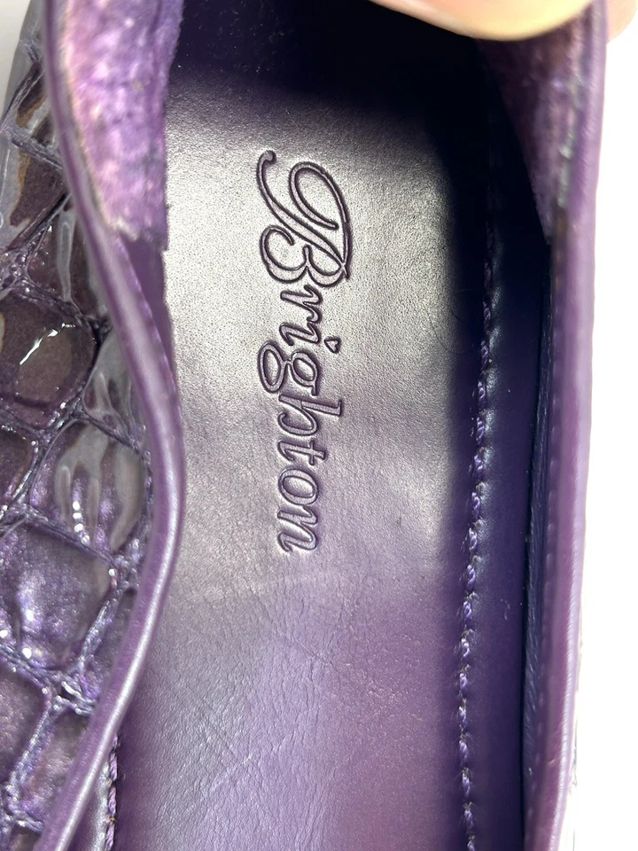 Zapatos mocasines Brighton para mujer talla 8,5 M Medley Horsebit púrpura de cuero de cocodrilo Foto 4 de 4