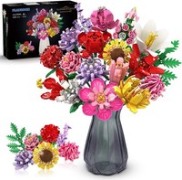 Blumen Bauspielzeugset FüR Erwachsene, 18 Blumenstrauß Bausteine 1464 StüCk
