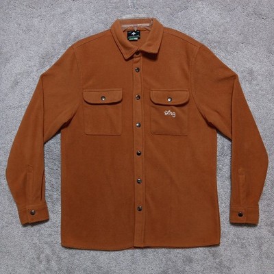 LRG Lifted Research Group Mens Medium Fleece Button Up Snap Shirt Jacket