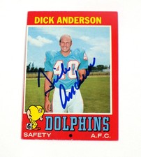 1971 Topps Dick Anderson #67 Dolphins Signed Card Auto