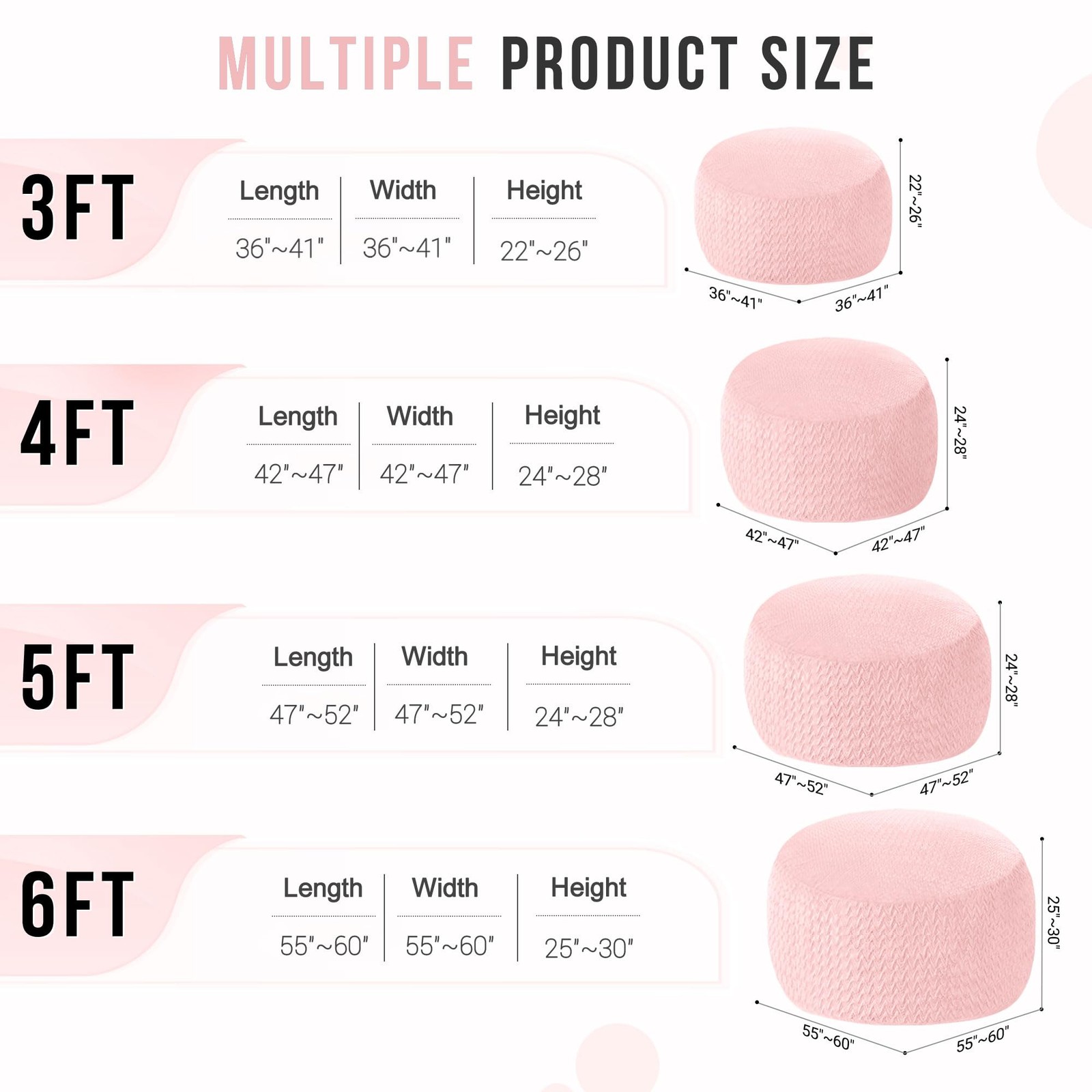 3FT Bean Bag Chair,Giant Bean Bag Chairs for Adults,Big Bean Bags with Memory...