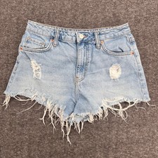Forever 21 Premium Distressed Denim Shorts Light Wash Frayed Hem Size 25
