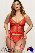NEW Seven Til Midnight Scarlet Heart 2 Piece Bustier & Thong Set, Wild Secrets