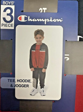 Champion Boys 3-Piece Set   Hoodie, Tee  Joggers   Red/Black   Size 3T