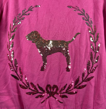 Vintage Victoria's Secret PINK Fur Lined Sherpa Zip Hooded Jacket Size L Sequin