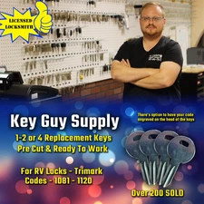 1081-1120 keys for Trimark RV Camper locks. key cut to code, Licensed Locksmith.