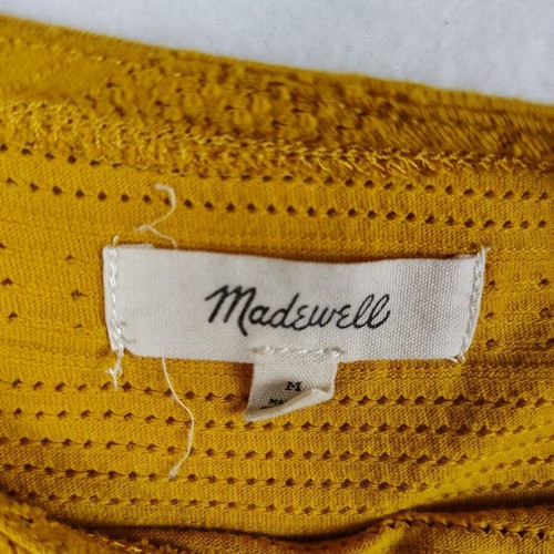 Madewell Shirt Womens Medium Orange Striped Pointelle Knit Crop Top - Picture 3 of 9