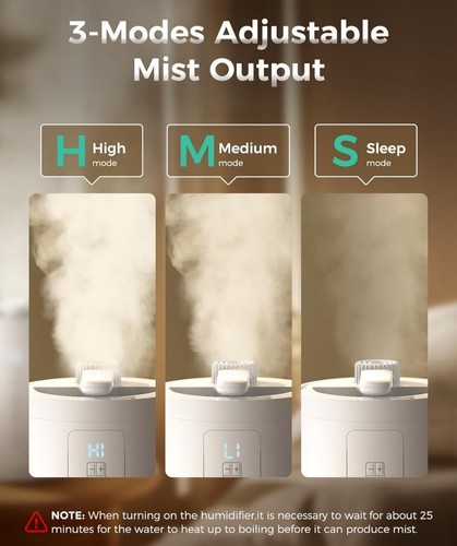 Healthy Warm Mist Humidifiers for Bedroom, 3L/100oz Stainless Steel Humidifier - Picture 5 of 7