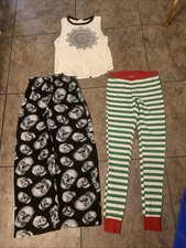 Girl s 3-piece White Sleeveless Top Jr. XS Skull Lounge Sz 18 XS Sleepwear 1352