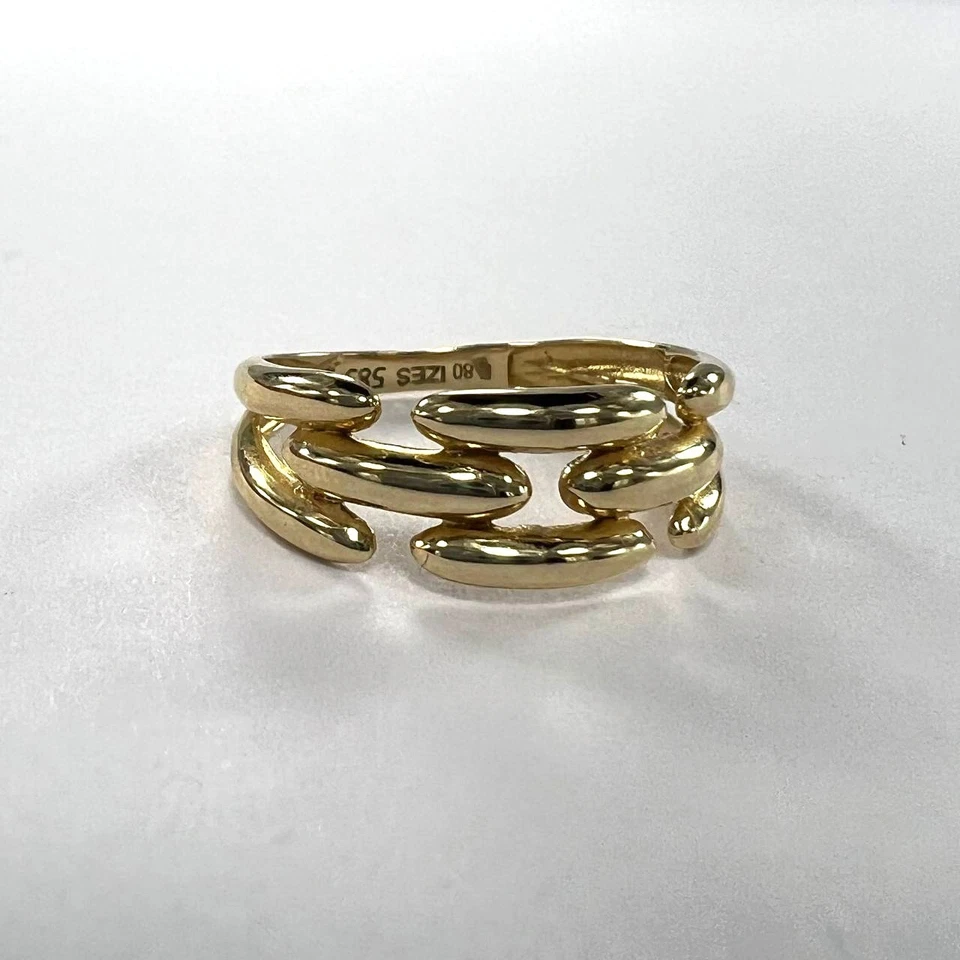 Stylish 14K yellow gold ring with a beautiful and elegant design size 7 - Image 3 of 4