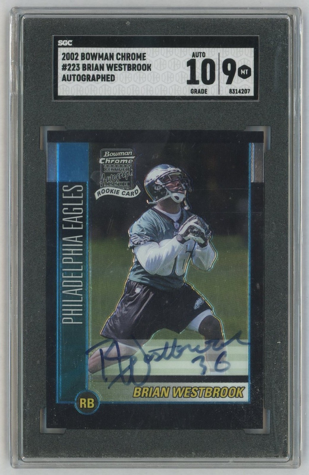 2002 Bowman Chrome Brian Westbrook #223 Rookie RC Auto SGC 9