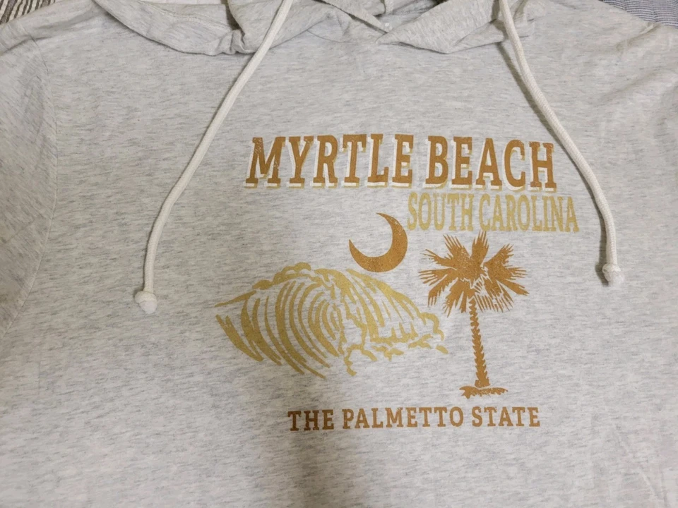 Myrtle Beach Carolina del Sur Palmetto Moon Beach Gráfico Sudadera con Capucha Delgada Gris XL Foto 3 de 4