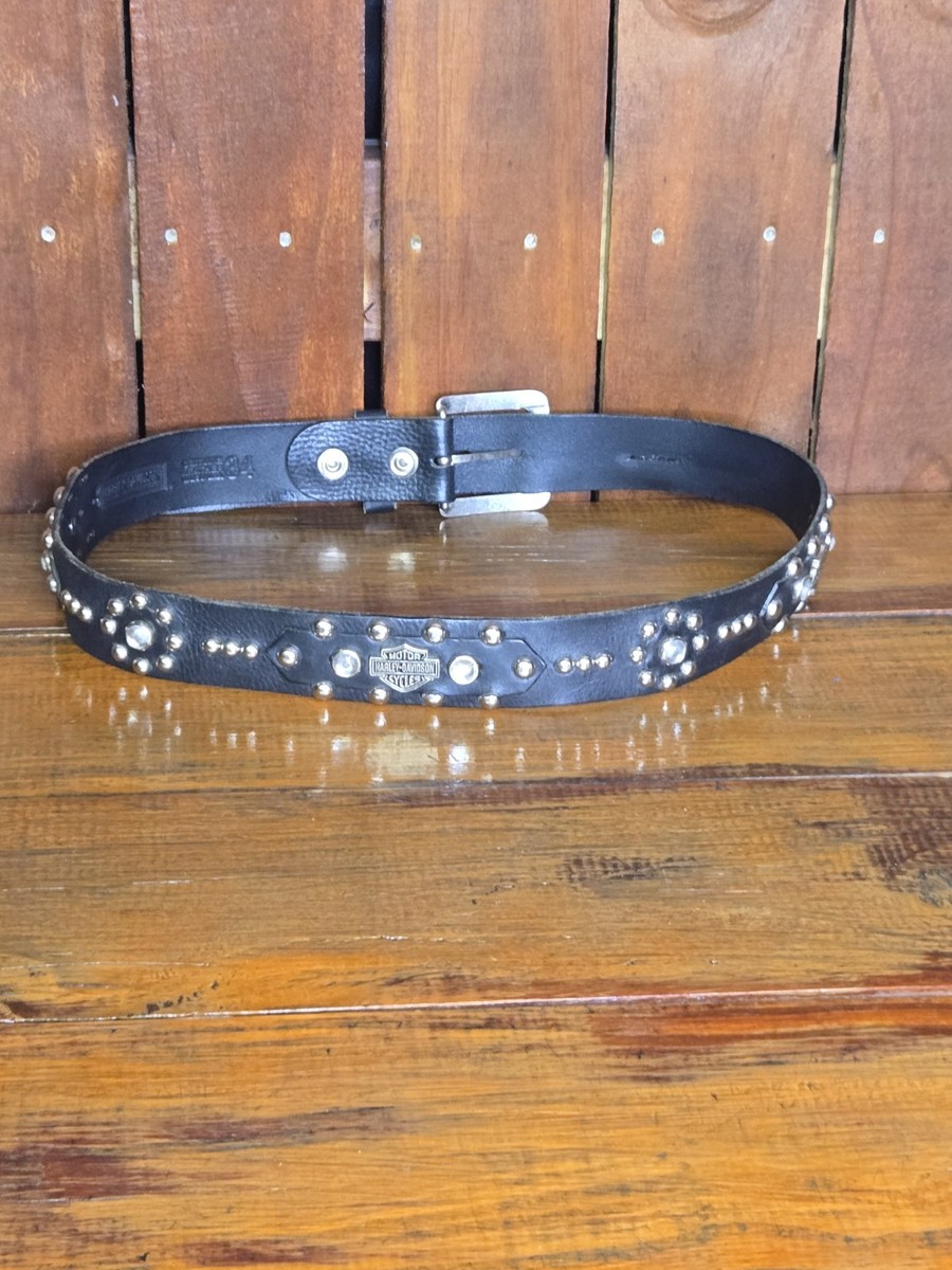 Harley Davidson Leather Studded Rhinestone Belt Size 34 | eBay display picture 1