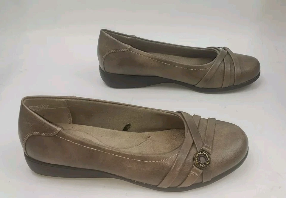 Zapatos planos de ballet marrón sin cordones cómodos Yuu Germaine para mujer talla 10 W Foto 2 de 4