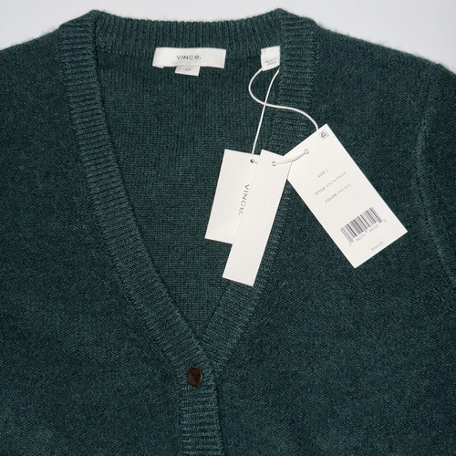 Vince Plush Boiled Cashmere Button Cardigan Jade Lake Green S;NWT - Picture 9 of 12
