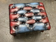 Queen Anne Leather Harlequin Patchwork Footstool