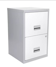Metal Filing Cabinet 2 Drawer A4 Locking Pierre Henry Silver White