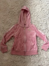 JUICY COUTURE Girls 3T Pink Velour Zip Hoodie Bling Cuffs Logoed Waistband