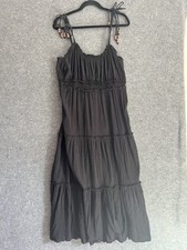 Old Navy Maxi Black Cotton Little Black Dress Size 14 Boho W/ Spaghetti Straps
