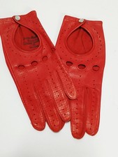 Vtg Fownes Deer Skin Womens Driving Gloves - Red - Size B - Pearl Snap Closure