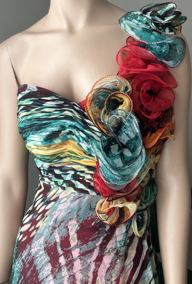 Y2K Cinderella Colorful Fairy Silky Prom Dress Maxi Gown Babydoll Formal Sz 10 - Image 3 of 4