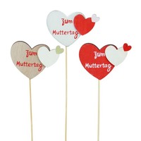 Blumenstecker Herz Holzdeko Muttertag Geschenkidee Herzstecker, 12 StüCk