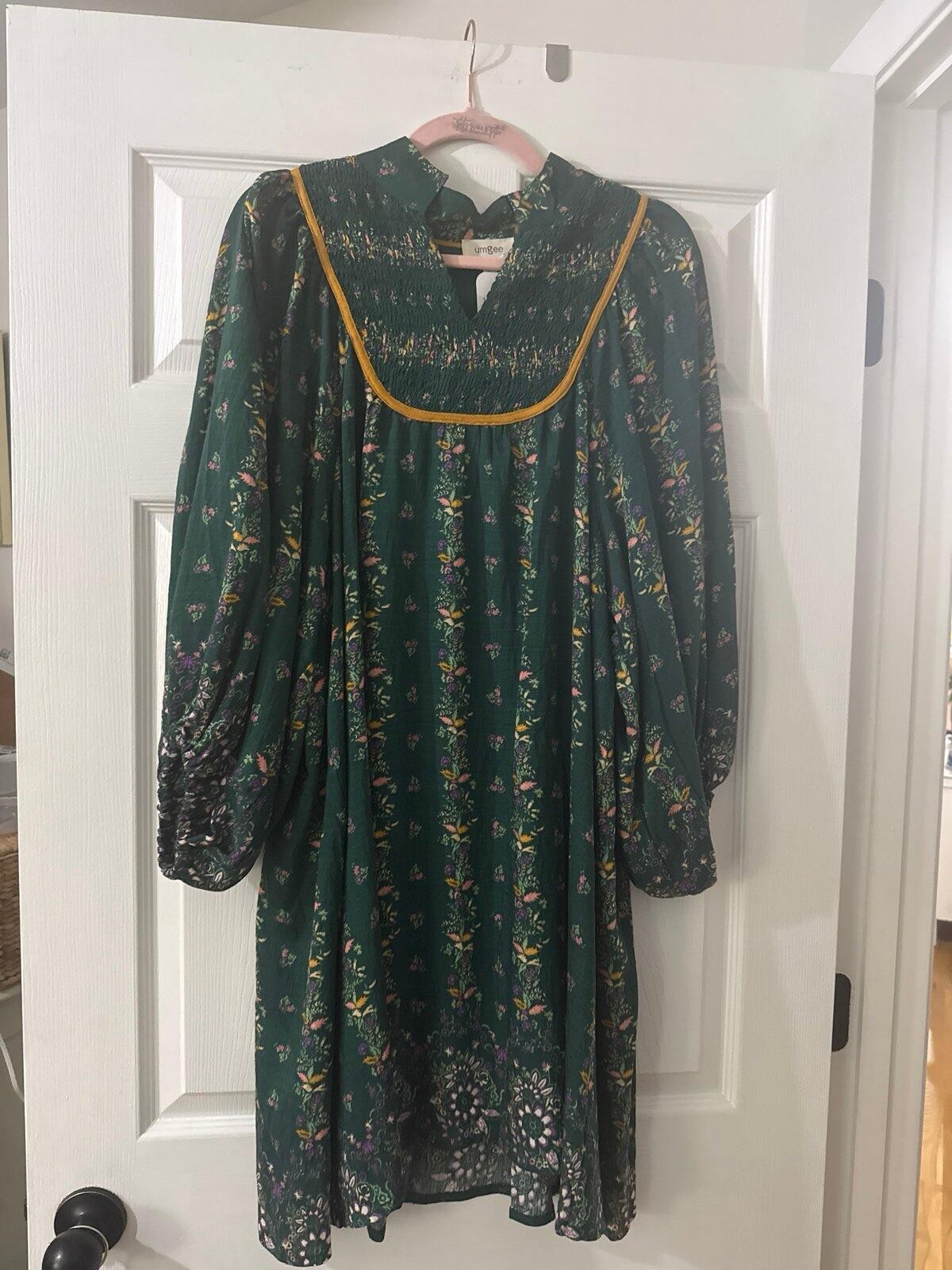 Umgee Green Floral Boho Dress Large Boutique NWT