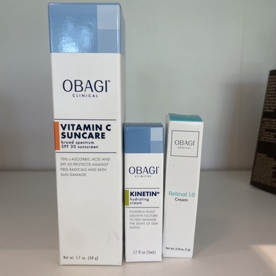 OBAGI CLINCAL VITAMIN C SUNCARE SPF30 1.7 oz + 2 mini size retinol, hydrating 