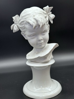 Capodimonte Porcelain Bust Of a Young Girl Artist Bruno Merli on Gold Plinth