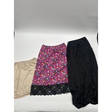 Vintage Nylon Slips Lot of 3 Med Lace Floral Black Vassarette Mel-Lin Romantic