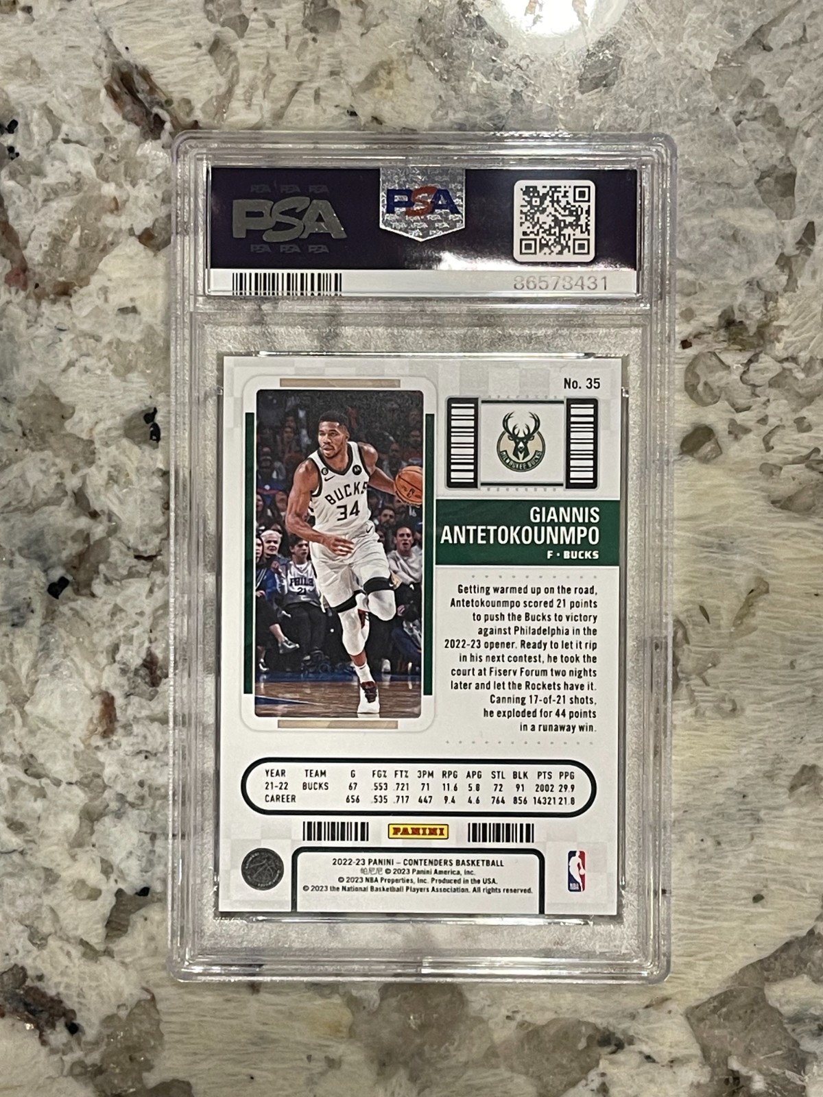 2022 Panini Contenders Giannis Antetokounmpo Season Ticket PSA 10 *431 view 2