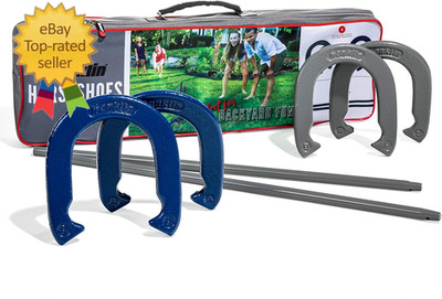 Horseshoes Sets - Metal Horseshoe Game Sets for Adults + Kids - Official Weight