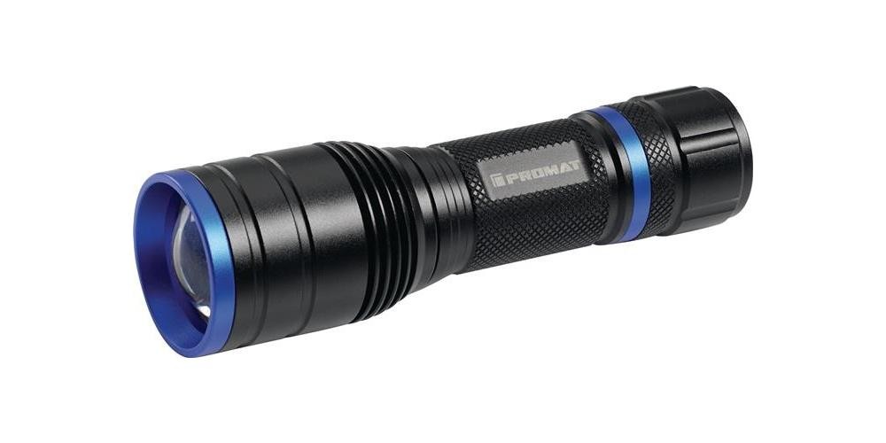 PROMAT LED-Taschenlampe 150-500 lm 3 x AAA 100/170 m schwarz
