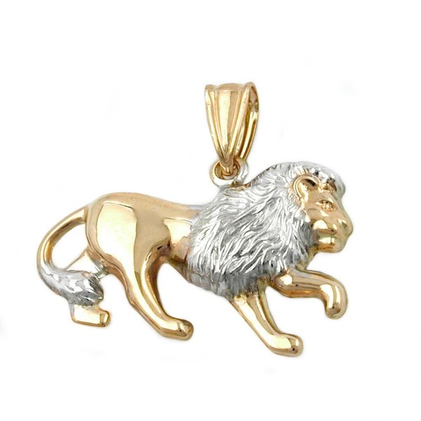 Schmuck AnhäNger LöWe Matt-GläNzend Bicolor 375 Gelbgold Halsschmuck Unisex-image