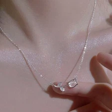 Rose Flower Necklace Earrings Set Pendant Drop Dangle Women Wedding Jewelry Sets