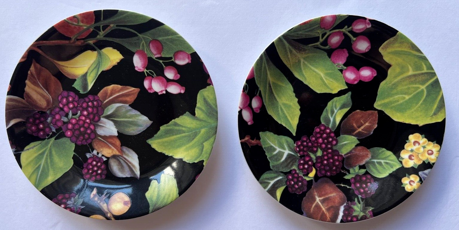 Philippe Deshoulieres Limoges Set Of 2 Canapé Plates Tropical Fruits